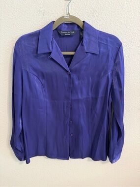 Preston & York Deep Purple Satin Button-Down Shirt